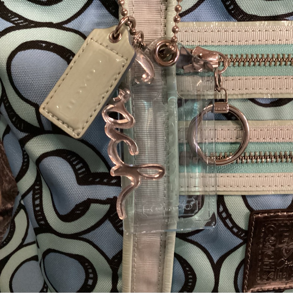 Coach Poppy blue and green with black 3D pop art styling with silver hardware - Picture 2 of 5